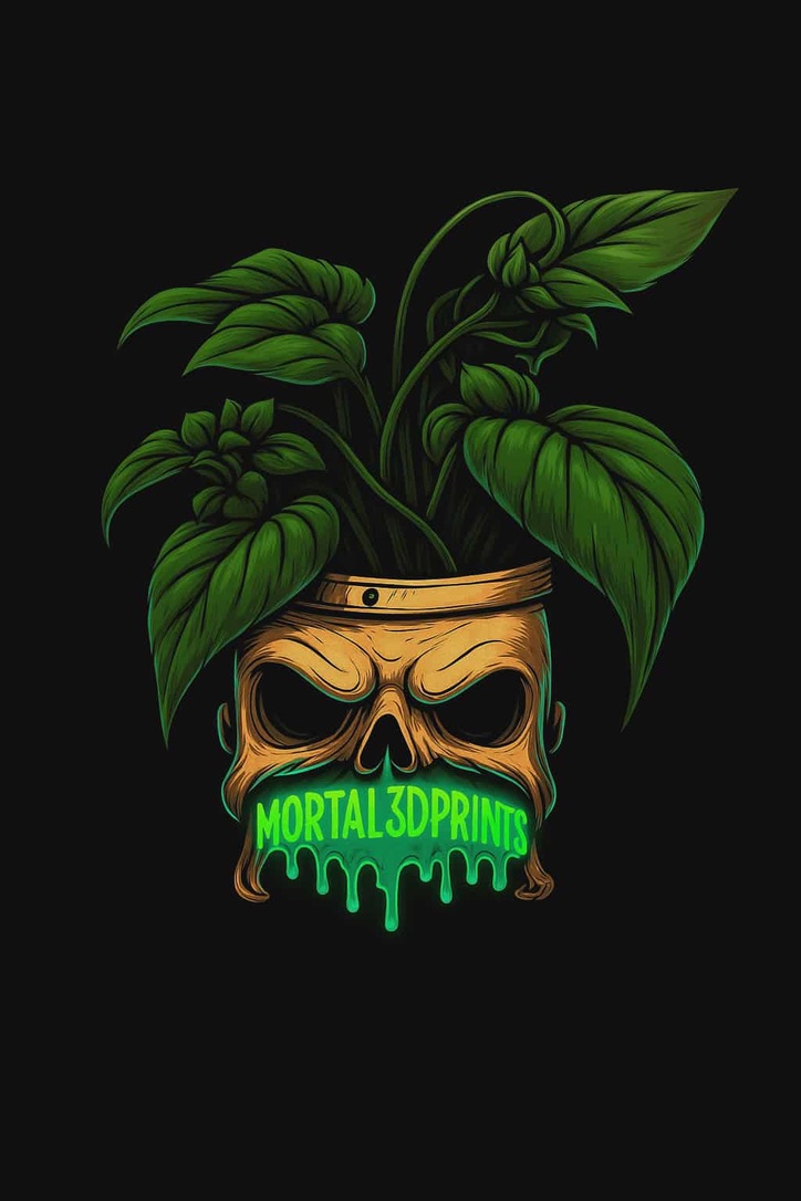 Mortal 3D Prints skull planter logo